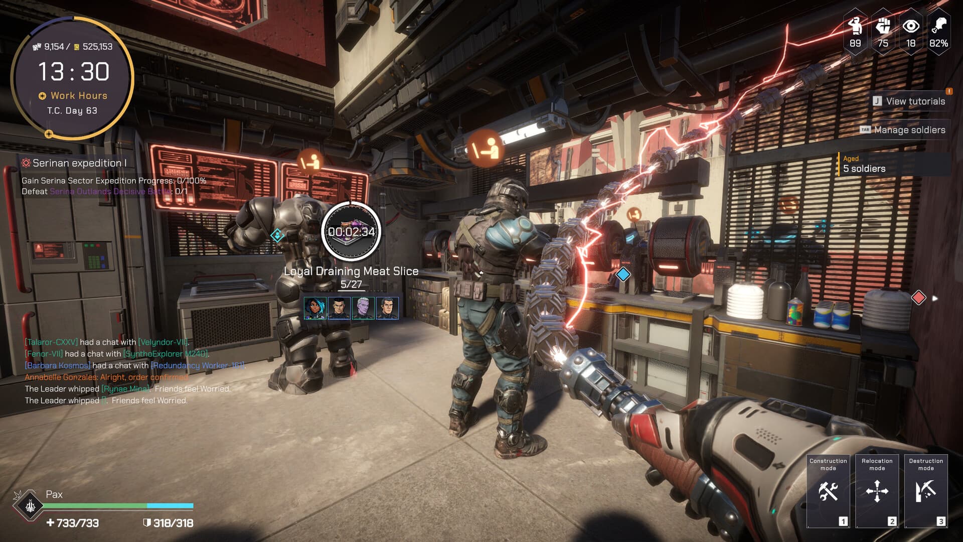 The player walking through an active Pax Autocratica colony