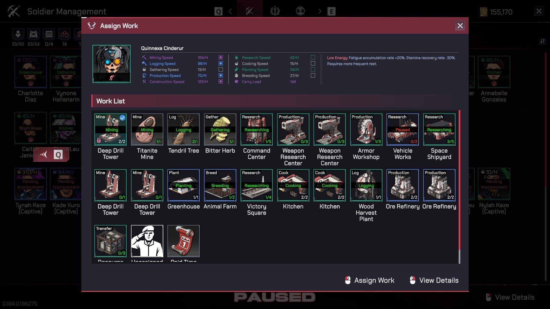 The Assign Work interface in Pax Autocratica