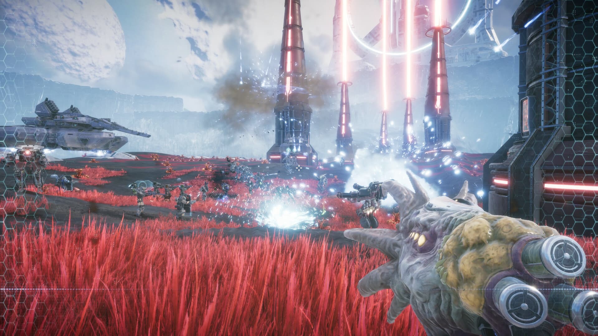 A bright alien battlefield environment in Pax Autocratica
